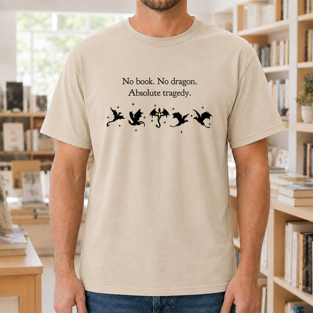 No Book No Dragon Softstyle T-Shirt | Book Lover Gift Sand