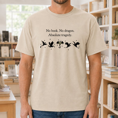 No Book No Dragon Softstyle T-Shirt | Book Lover Gift Sand