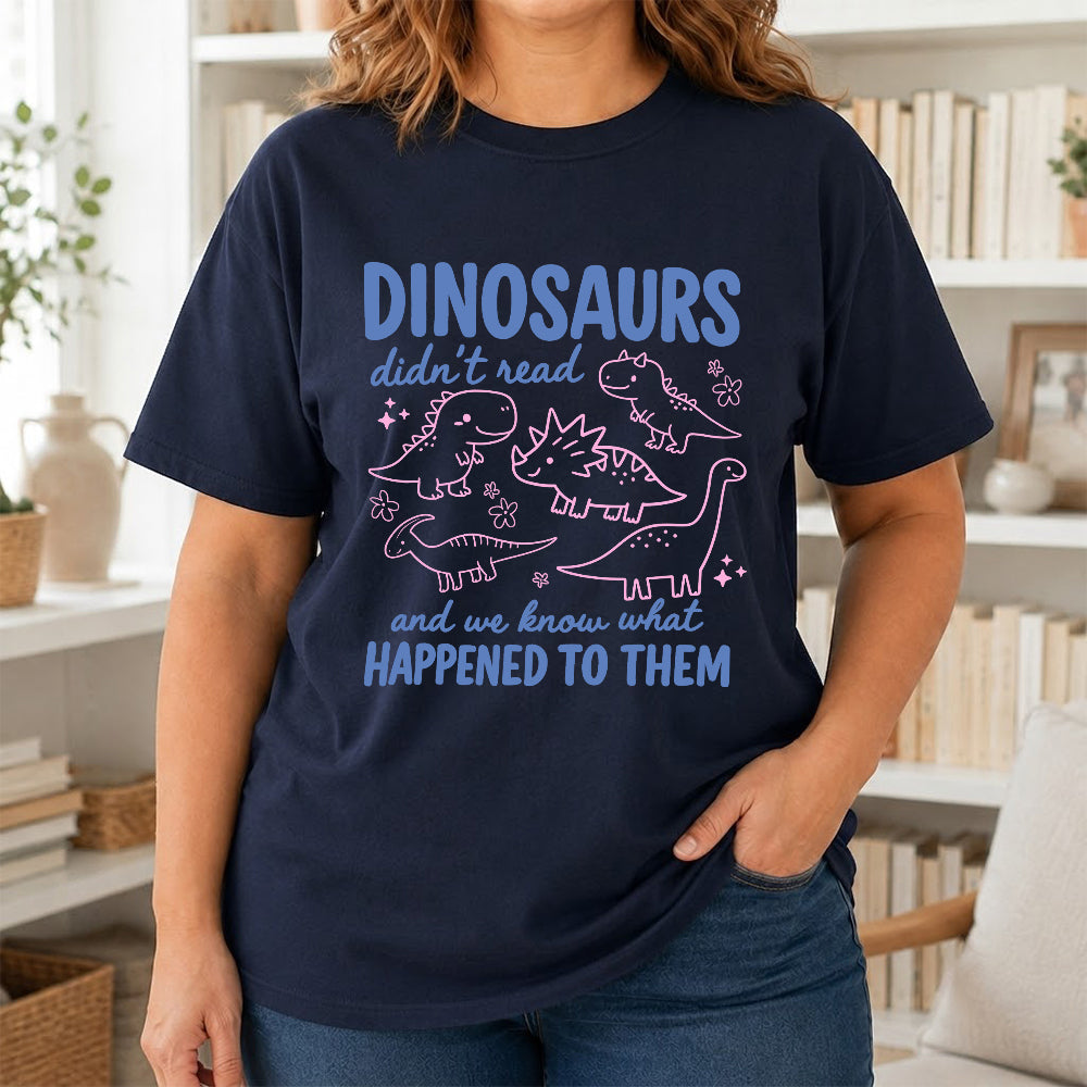 Dinosaurs Didn't Read Softstyle T-Shirt | Book Lover Gift Navy