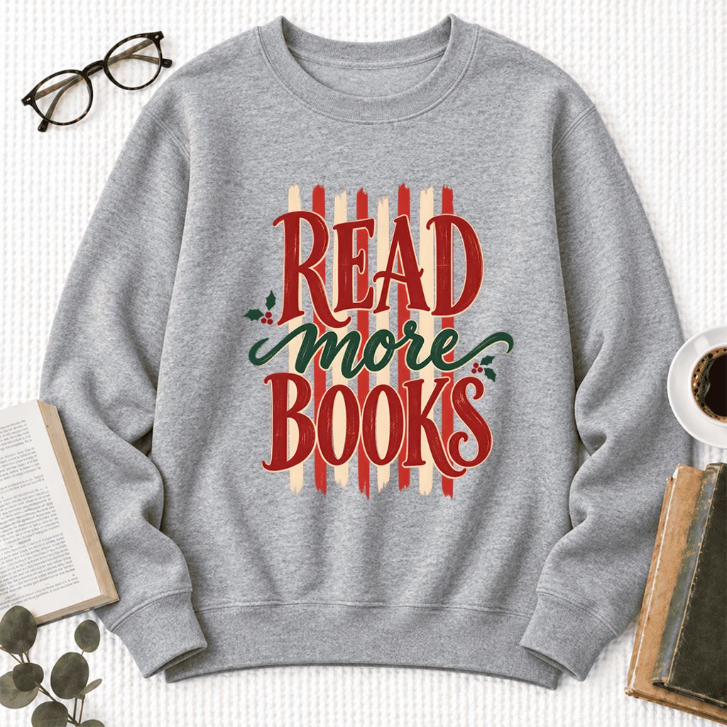 Read More Book Christmas Softstyle Sweatshirt | Christmas Book Lover Gift Sport Grey
