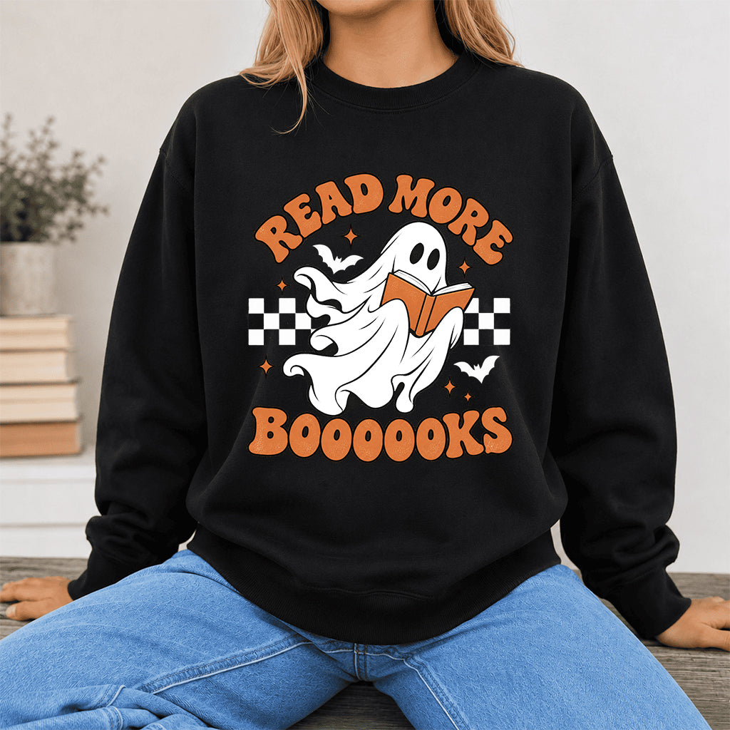 Read More Books Ghost Printed Sweatshirt | Halloween Book Lover Gift Black