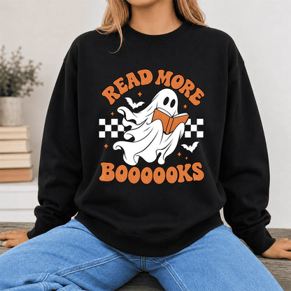 Read More Books Ghost Printed Sweatshirt | Halloween Book Lover Gift Black