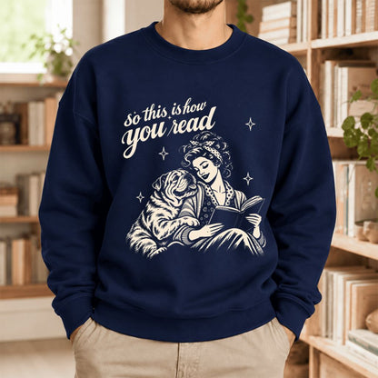 How You Read English Bulldog Softstyle Sweatshirt | Cozy Dog Mom Reader Gift Navy