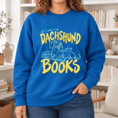 All I Need Is My Dachshund And My Books Softstyle Sweatshirt | Gift Royal