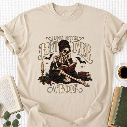 I Look Better Bent Over A Book Printed T-Shirt | Halloween Smut Book Lover Gift Sand