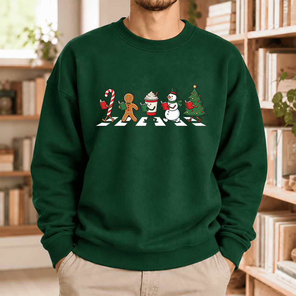 Christmas Reading Parade Softstyle Sweatshirt | Christmas Gift For Readers Forest Green