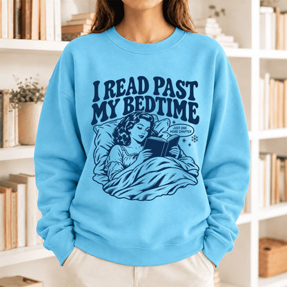 I Read Past My Bed Time Softstyle Sweatshirt | Cozy Reader Gift Sky