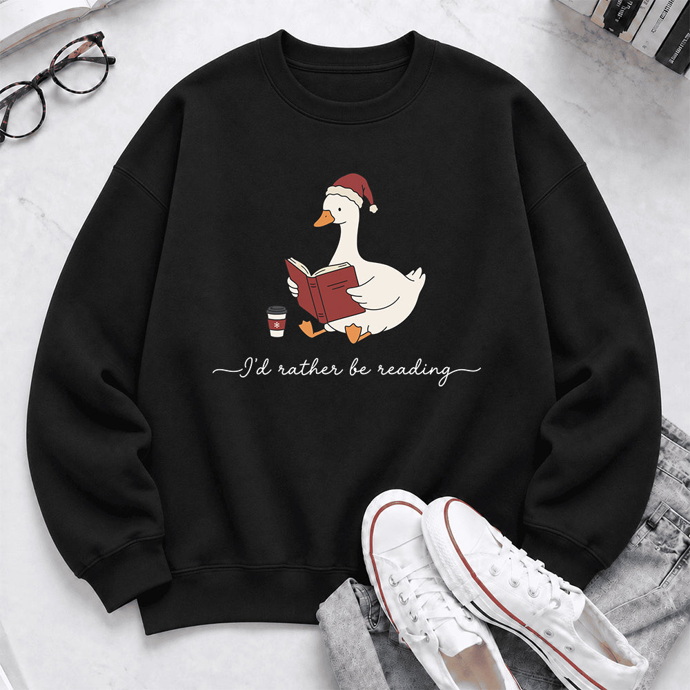 I'D Rather Be Reading Softstyle Sweatshirt | Christmas Book Lover Gift Black