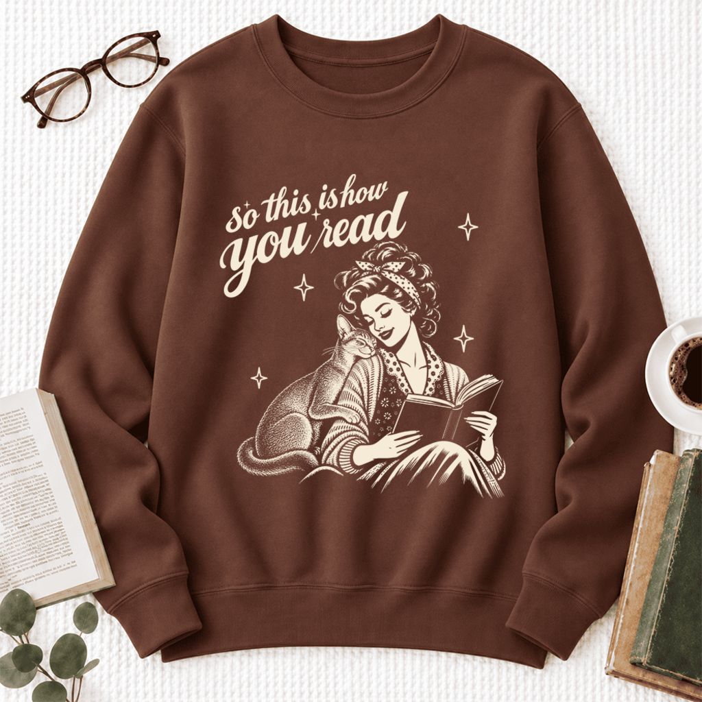 How You Read Abyssinian Softstyle Sweatshirt | Cozy Cat Lover Reader Gift Cocoa