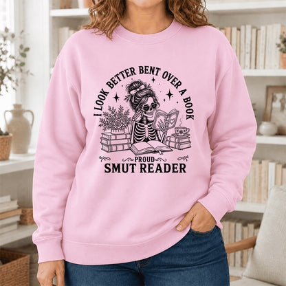 I Look Better Bend Over A Book Crewneck Sweatshirt | Reader Gift Light Pink