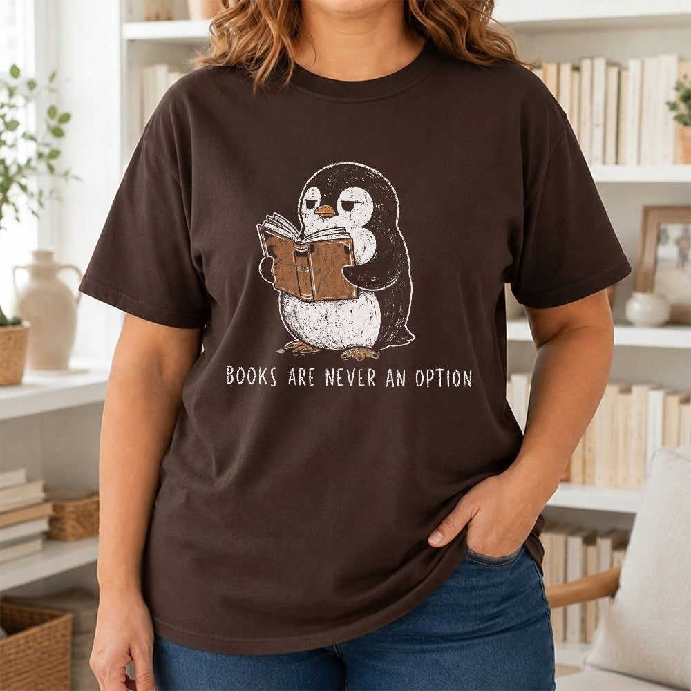 Books Are Never An Option Softstyle T-Shirt | Book Lover Gift Dark Chocolate