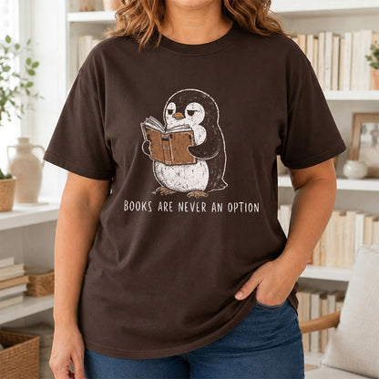Books Are Never An Option Softstyle T-Shirt | Book Lover Gift Dark Chocolate
