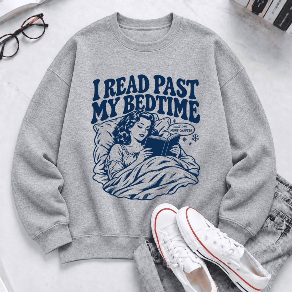 I Read Past My Bed Time Softstyle Sweatshirt | Cozy Reader Gift Sport Grey