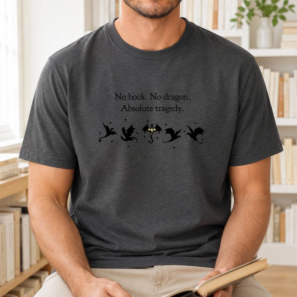 No Book No Dragon Softstyle T-Shirt | Book Lover Gift Dark Heather