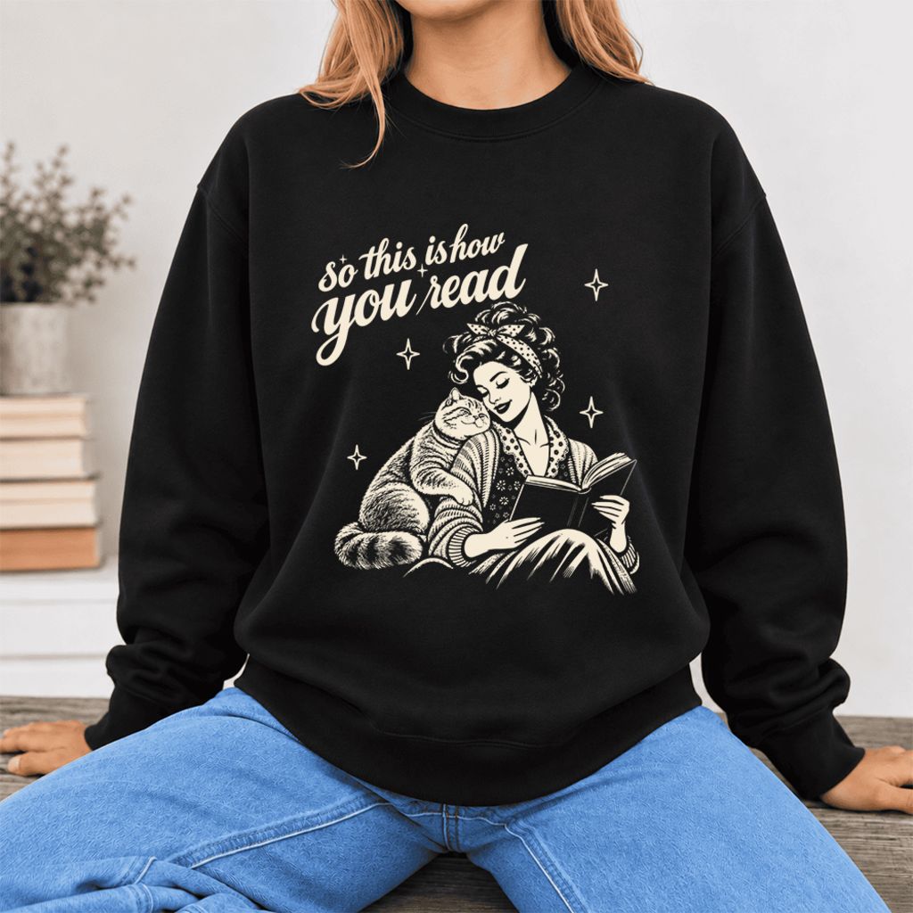 How You Read British Shorthair Softstyle Sweatshirt | Cozy Book & Cat Lover Gift Black
