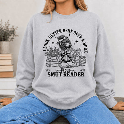 I Look Better Bend Over A Book Crewneck Sweatshirt | Reader Gift Sport Grey