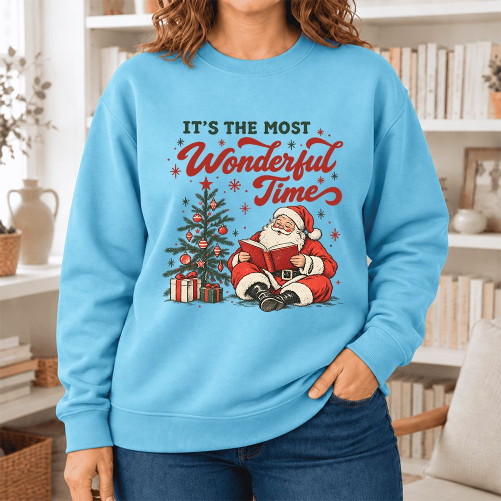 It’S The Most Wonderful Time Softstyle Sweatshirt | Christmas Book Lover Gift Sky