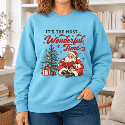 It’S The Most Wonderful Time Softstyle Sweatshirt | Christmas Book Lover Gift Sky