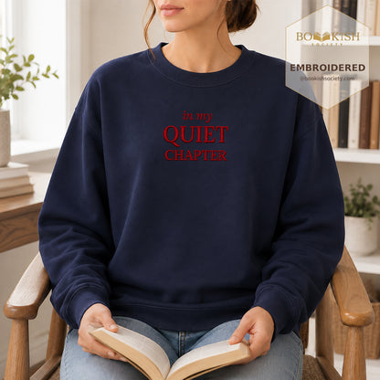 In My Quiet Chapter Embroidered Sweatshirt | Reader Gift Navy
