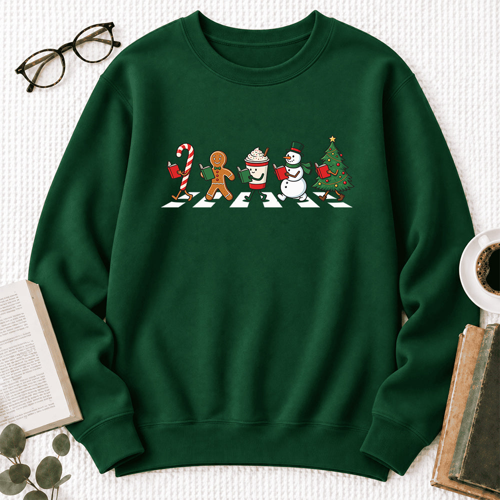 Christmas Reading Parade Softstyle Sweatshirt | Christmas Gift For Readers Forest Green