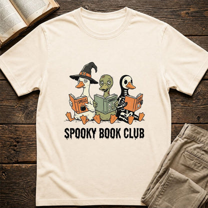 Spooky Book Club Printed T-Shirt | Halloween Book Lover Gift Natural