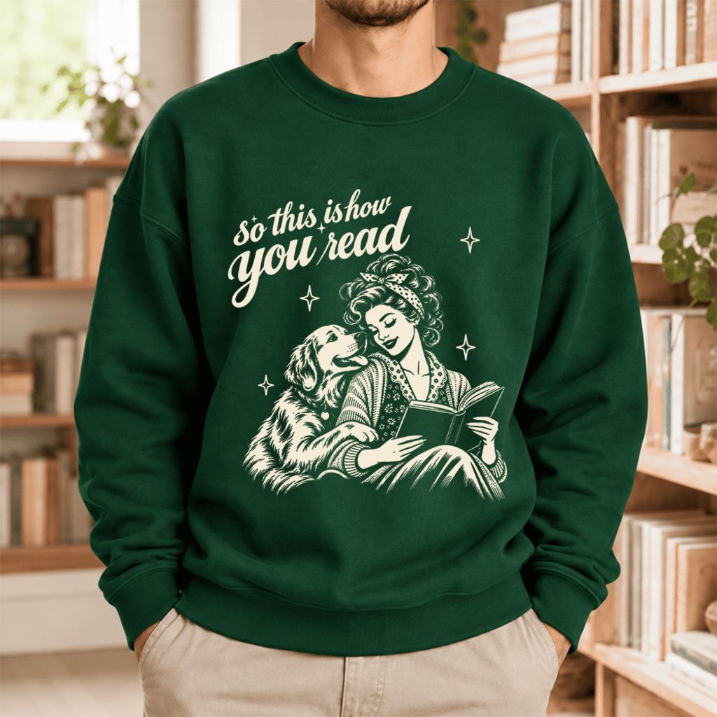 How You Read Golden Retriever Softstyle Sweatshirt | Dog Mom Reader Gift Forest Green