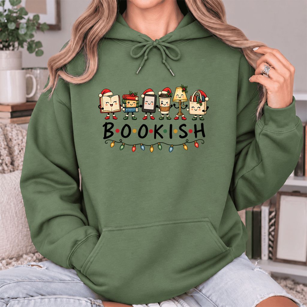 Christmas Bookish Things Softstyle Hoodie | Christmas Gift For Readers Military Green