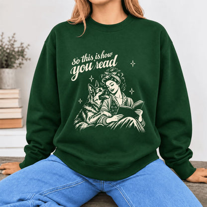 How You Read German Shepherd Softstyle Sweatshirt | Cozy Dog Mom Reader Gift Forest Green