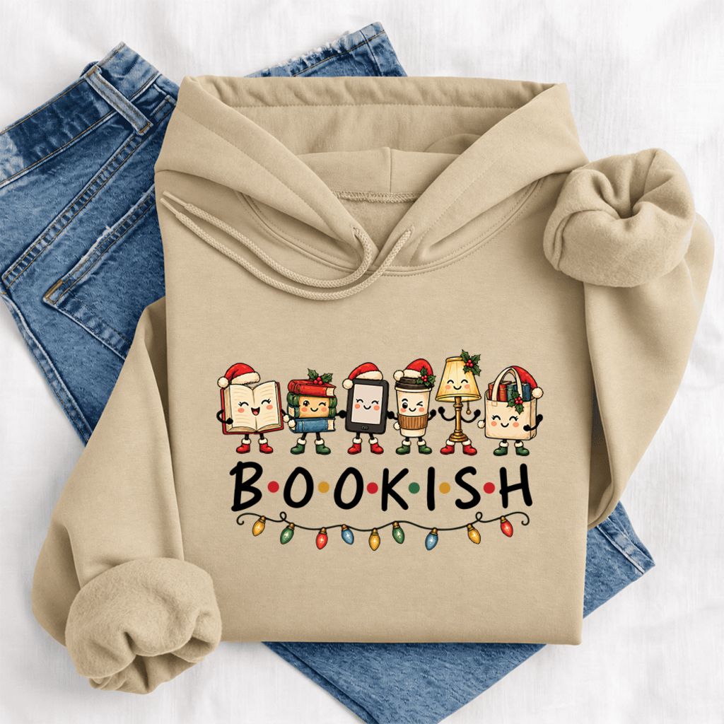 Christmas Bookish Things Softstyle Hoodie | Christmas Gift For Readers Sand