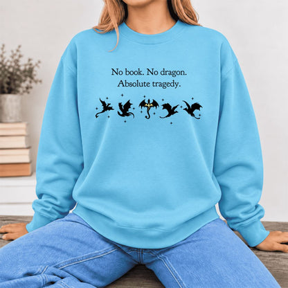 No Book, No Dragon Softstyle Sweatshirt | Fantasy Reader Gift Sky