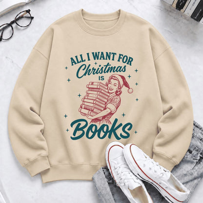 All I Want For Christmas Is Books Softstyle Sweatshirt | Christmas Reader Gift Sand