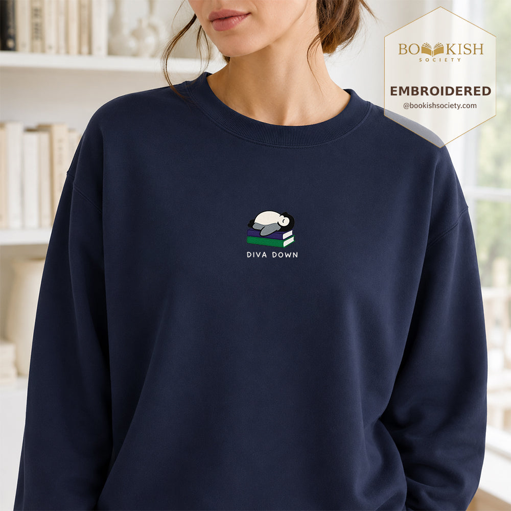 Diva Down Penguin Embroidered Sweatshirt | Reader Gift Navy
