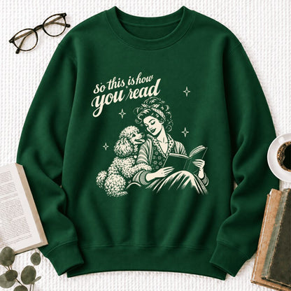 How You Read Poodle Softstyle Sweatshirt | Cozy Dog Mom Reader Gift Forest Green