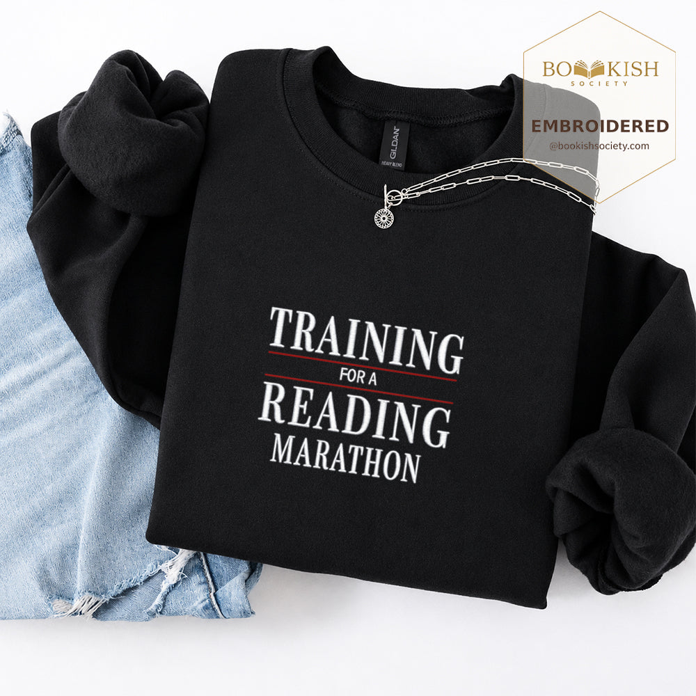 Currently Training for a Reading Marathon Embroidered Sweatshirt | Reader Gift Black