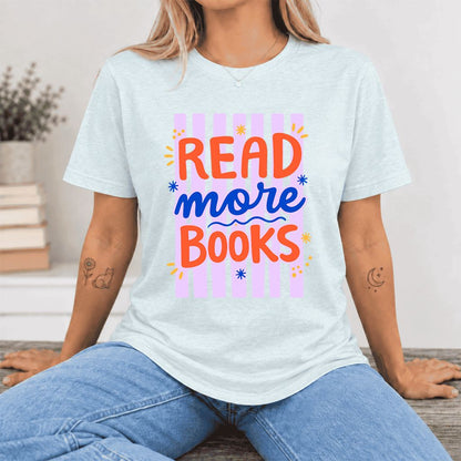 Read More Books Ultra-Soft Cotton T-Shirt | Reader Gift Heather Ice Blue