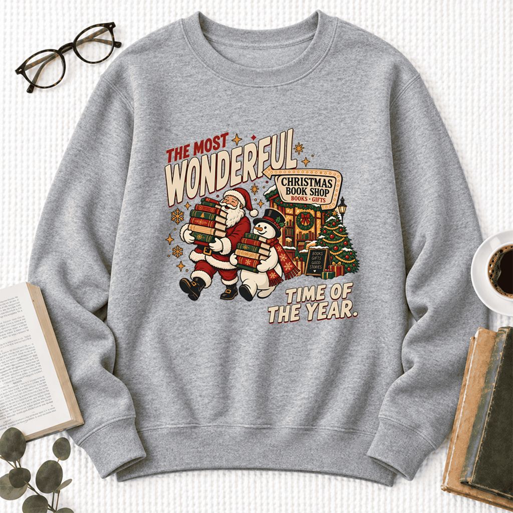 The Most Wonderful Time Softstyle Sweatshirt | Christmas Reader Gift Sport Grey