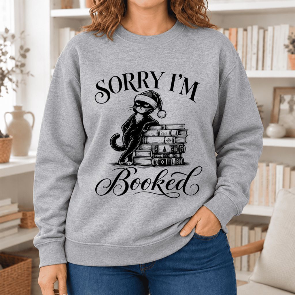 Sorry I'M Booked Softstyle Sweatshirt | Christmas Book Lover Gift Sport Grey