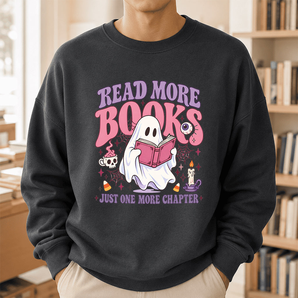 Read More Books Printed Sweatshirt | Halloween Book Lover Gift Dark Heather