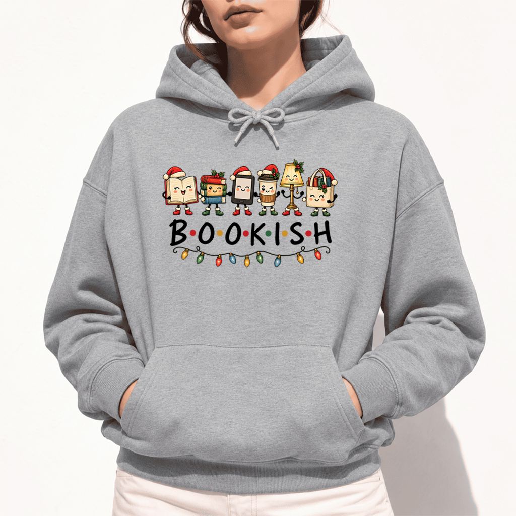 Christmas Bookish Things Softstyle Hoodie | Christmas Gift For Readers Sport Grey