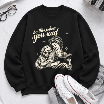 How You Read Golden Retriever Softstyle Sweatshirt | Dog Mom Reader Gift Black