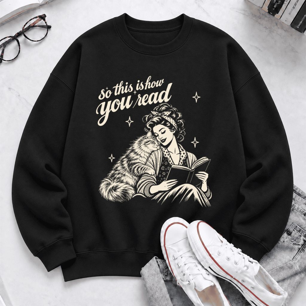 How You Read Siberian Softstyle Sweatshirt | Cozy Cat Lover Reader Gift Black