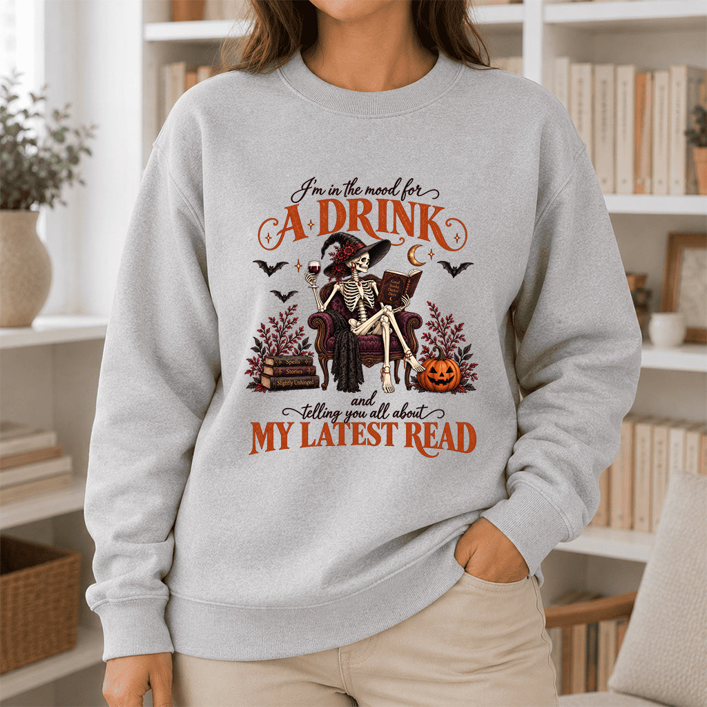 Telling You All About My Lastest Read Printed Sweatshirt | Halloween Reader Gift Sport Grey