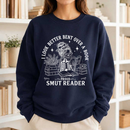I Look Better Bend Over A Book Crewneck Sweatshirt | Reader Gift Navy