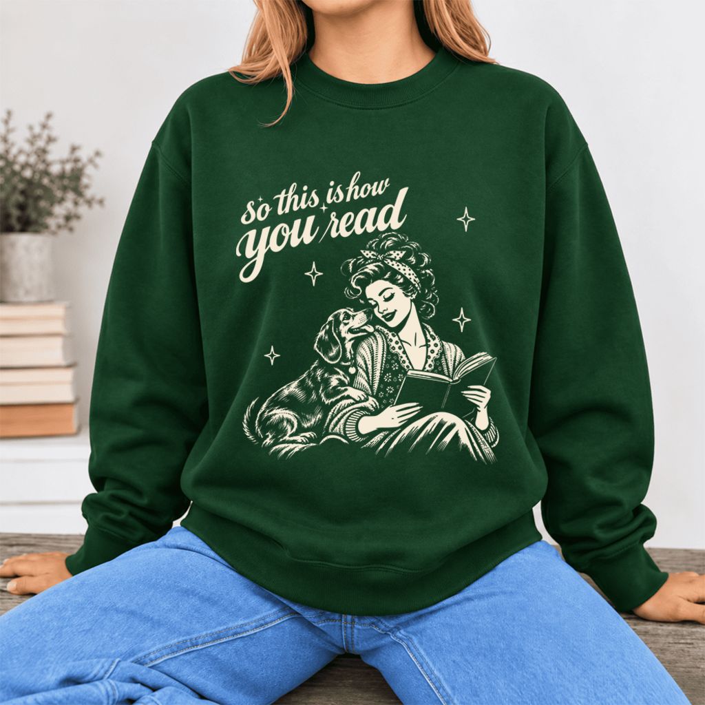 How You Read Dachshund Softstyle Sweatshirt | Cozy Dog Mom Reader Gift Forest Green