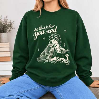 How You Read Russian Blue Softstyle Sweatshirt | Cat Lover Reader Gift Forest Green