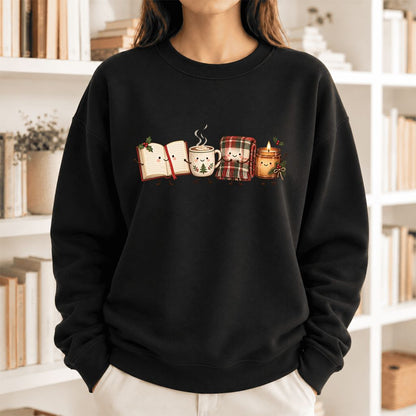 Christmas Cozy Club Softstyle Sweatshirt | Christmas Reader Gift Black