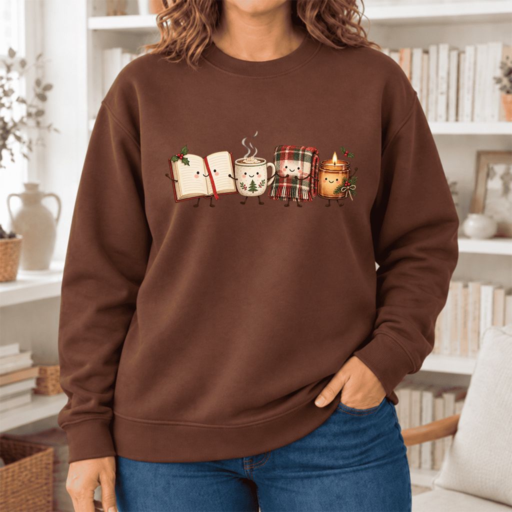 Christmas Cozy Club Softstyle Sweatshirt | Christmas Reader Gift Cocoa