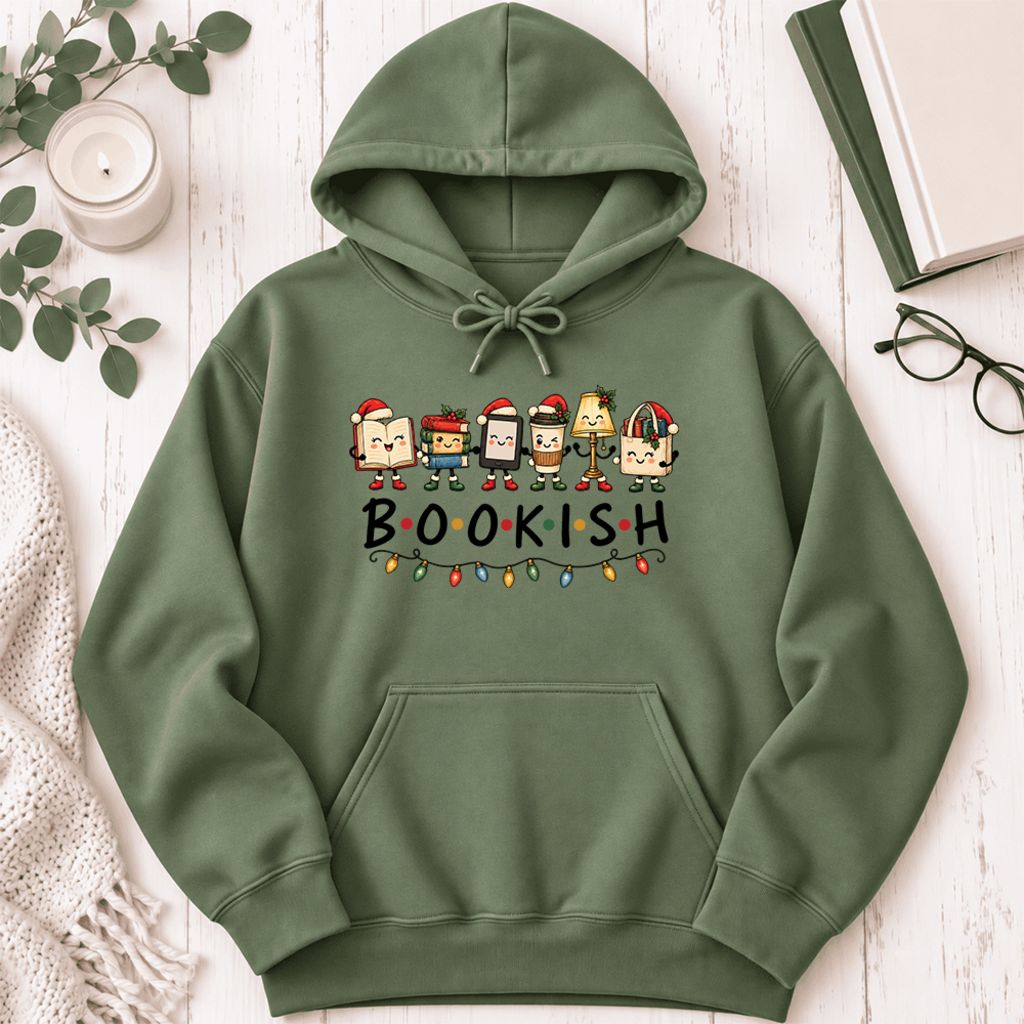 Christmas Bookish Things Softstyle Hoodie | Christmas Gift For Readers Military Green