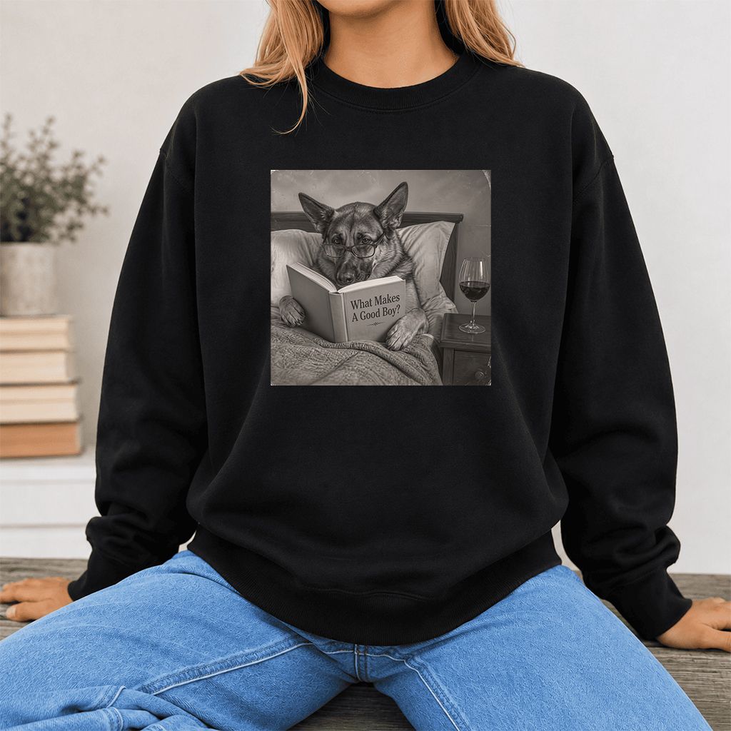 What Makes A Good Boy Crewneck Sweatshirt | Dog Lover Reader Gift Black