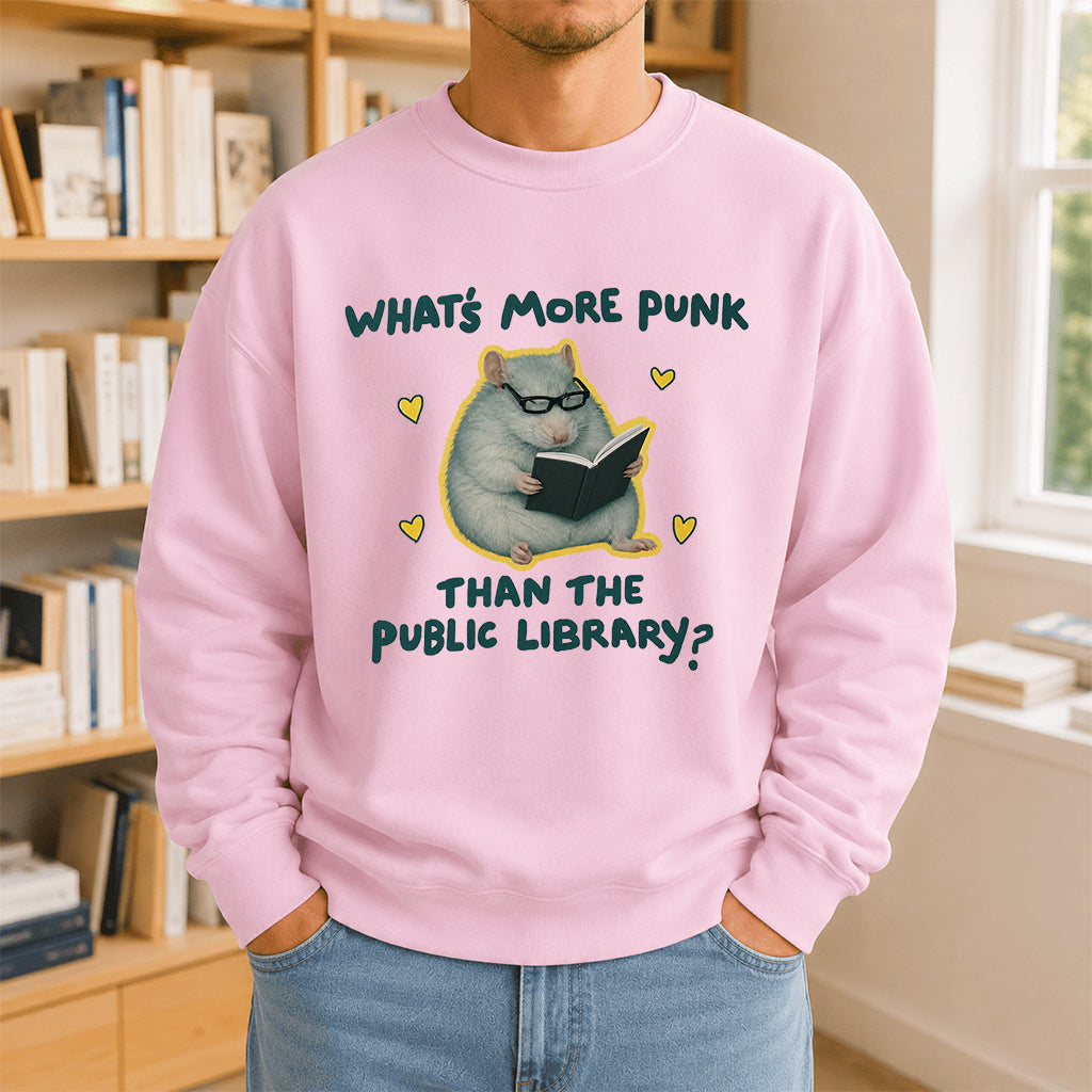 What's More Punk Crewneck Sweatshirt | Reader Gift Light Pink